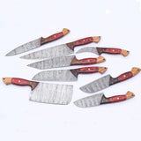 Handmade Custom Damascus Steel Chef Knife Set with Stainless Steel Blade Free Leather Sheath for Kitchen Dining Use (Chef Knife-34)