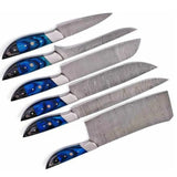 Customizable Multifunctional Damascus Steel Chef Knife Set Handmade with Professional Wood Handle Leather Bag for Kitchen Use (Chef Knife-63)