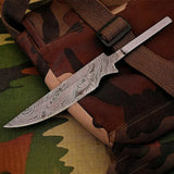 High Quality Customized Rat Tail Damascus Steel Hunting Knife Blank Blade Beautiful Handmade Multipurpose Knife (Blank Blade Knife-12)