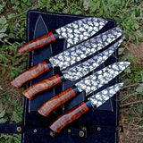 High Quality Customized Chef Leather Bag Offered Hand Forged Damascus Stainless Steel Kitchen Knife Set Dining Use Metal Blade (Chef Knife-82)