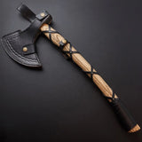 High Quality Handmade Damascus Steel Axe Head Hatchet Axes Hand Forged Beautiful Pattern With Leather Sheath (Tomahawk Axe-34)