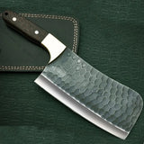 High Quality Customized Full Tang Damascus Steel Japanese Style Chef Kitchen Cleaver Butcher Knife Set with Leather Sheath (Nakiri Knife-5)