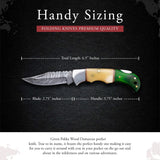 HOT SALE Beautiful Custom Handmade Damascus Steel Folding Knife Pocket Knives with Leather Color Wood Handle (Folding Knife-41)