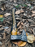 Custom Hand Forged Carbon Steel Viking Axe with Etched Wood Shaft Handle Axe High Quality Material Used in With Leather Cover (Tomahawk Axe-98)