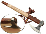 High Quality Handmade High Carbon Steel Axe Head Hatchet Beautiful Pattern Wood Handle Leather Sheath for Outdoor Use Industrial (Tomahawk Axe-52)