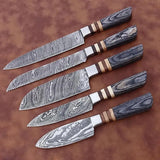 Handmade Damascus Steel Chef Knife Set Stainless Steel Blade Custom Pure Leather Sheath Beautiful Design Multipurpose Knife (Chef Knife-47)