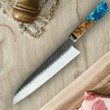 Custom Handmade High Carbon Steel Blade Chef Kitchen Knife Hand Forged Santoku Knife With Pure Leather Sheath (Chef Knife-108)