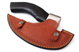 Handmade Viking Pizza Cutter Axe Damascus Steel Blade with Sharped Wood Handle Leather Sheath for Kitchen Use Couple Gifts (Pizza Axe-19)