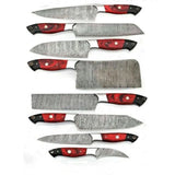 Professional Unique Design of Custom Handmade Damascus Steel Kitchen Chef 8 Pcs Knife Set with Wood Handle (Chef Knife-66)