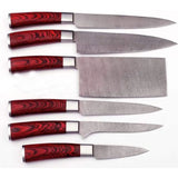 Handmade Custom Damascus Steel Chef Knife Set - Beautiful Design Multipurpose Set with Leather Sheath (Chef Knife-56)