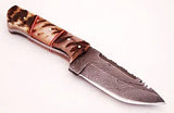 Handmade Custom 8-Inch Damascus Steel Skinner Knife High Quality Stainless Kitchen Chef Knife Wood Camping Outdoor Activities (Skinner Knife-13)
