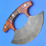 Custom Handmade Damascus Kitchen Knife7 Inches Damascus Steel Pizza Cutter Chopping Boning Cutting Knife (Ullu Knife-17)