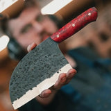 Customized High Quality Full Tang Damascus Steel Chef Kitchen Cleaver 5-Inch Butcher Knife Set with Leather Sheath (Nakiri Knife-52)