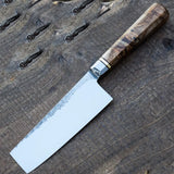 Customized High Quality Damascus Kitchen Cleaver Butcher Knife Carbon Steel with Leather Sheath for Bone Boning (Nakiri Knife-94)