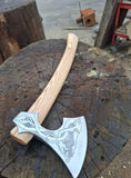 Functional Hand Forged Viking axe Handmadmade with Carbon Steel, Powder Coated Axe, Outdoor Axe, Gift for Men and Women. (Tomahawk Axe-5)