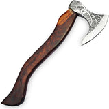High Quality Carbon Steel Blade Damascus Axe Head Outdoor Camping Wood Handle Hand Forged with Free Leather Sheath (Tomahawk Axe-70)
