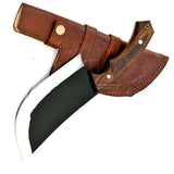 Custom Handmade Full Tang Hand Forged Serbian Cleaver Meat Cleaver Knife With Leather Sheath Butcher Knife (Nakiri Knife-66)