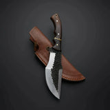 Handmade Carbon Steel tracker Knife with Wood Handle and Leather Sheath Hunting Outdoor Camping tracker Knives (Tracker Knife-14)