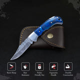 Handmade Folding Knife Small Pocket Knives for Camping, Hiking Back Lock Blade Damascus Steel (Folding Knife-33)