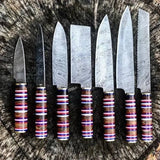 Handmade Damascus Steel Chef Set Professional Custom Kitchen Knife with Protective Cover Custom Knife Set (Chef Knife-39)