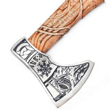 High Quality Handmade High Carbon Steel Axe Head – Hand-Forged Hatchet with Beautiful Pattern & Leather Sheath (Tomahawk Axe-54)