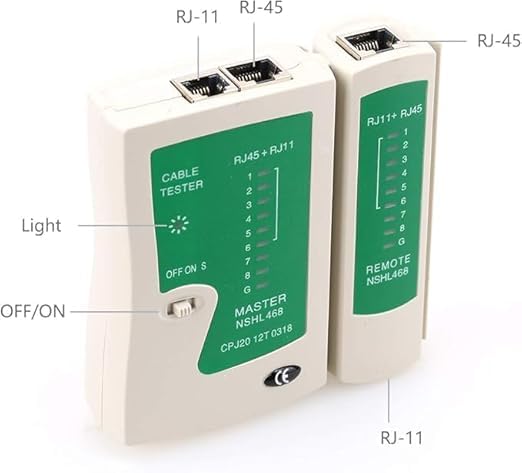 RJ45 RJ11 Cat5 Cat6 LAN Cable Tester Handheld Network Cable Tester Wire Telephone Line Tool for LAN RJ45 Cat7 UTP/Shielded Cable and RJ11 RJ12