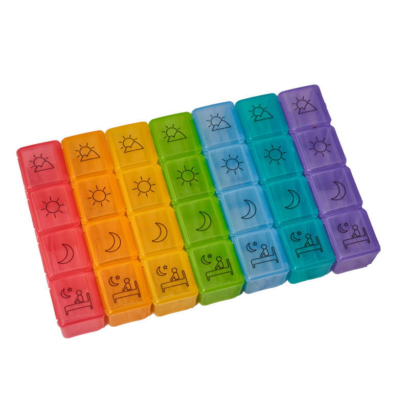 Large Portable 28-grid Medicine Box One Week Medicine Storage Box Carry-on Sealed Medicine Seven-day Medicine Box Transparent PP Box
