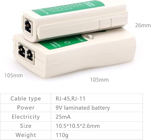 RJ45 RJ11 Cat5 Cat6 LAN Cable Tester Handheld Network Cable Tester Wire Telephone Line Tool for LAN RJ45 Cat7 UTP/Shielded Cable and RJ11 RJ12