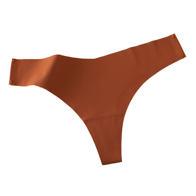 5Pcs Ice Silk Underwear Women's Cotton Crotch Low Waist Sexy Skin-friendly Solid Color Plus Size