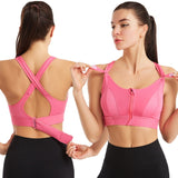 Adjustable Front Zipper Sports Bra Shockproof Non-rimmed Vest Yoga Sports Cross Beauty Back Underwear For Women