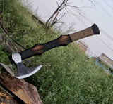 Handmade Viking Axe Tomahawk Carbon Steel with Rose Wood Handle Damascus Axe Head Cutting Best Men's Gifts Anniversary Gift Him (Tomahawk Axe-90)