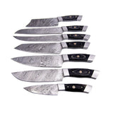 Handmade Modern Design Damascus Steel Chef Knife Set High Quality Custom Kitchen Knife Pure Leather Sheath Stainless Steel 5pcs (Chef Knife-76)