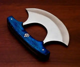 Handmade Kitchen Knife with D2 Steel Pizza Cutter Damascus Blade Custom Bone Handle High Quality Chef Stainless Steel Sheath (Ullu Knife-6)