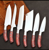 Handmade 5-Piece D2 Steel Chef Set Custom Carbon Steel Kitchen Knives Best Gift for Him (Chef KNife-86)