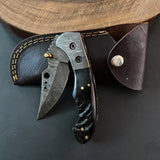 Hot Sale Custom Handmade Damascus Steel Folding Pocket Knife Beautiful Outdoor Camping (Folding Knife-29)