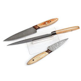 Handmade Custom Damascus 3-Pcs Chef Knife Set Stainless Steel Kitchen Knife Set with Pure Leather Sheath for Dining (Chef Knife-67)