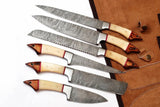 Custom Handmade Damascus Chef Knife Damascus Steel Chef and Kitchen Knife Set with Pure Leather Sheath (Chef Knife-62)