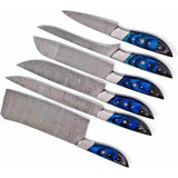 Customizable Multifunctional Damascus Steel Chef Knife Set Handmade with Professional Wood Handle Leather Bag for Kitchen Use (Chef Knife-63)