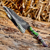 Custom Handmade Damascus Steel Blade Beautiful Kitchen Chef Knife With Leather Sheath (Chef Knife-128)