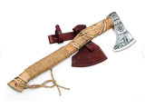 High Quality Handmade High Carbon Steel Axe Head – Hand-Forged Hatchet with Beautiful Pattern & Leather Sheath (Tomahawk Axe-54)