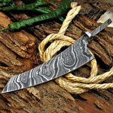 High Quality 8-Inch Handmade Stainless Steel Rat Tail Damascus Chef Knife Set Plastic Handle Free Blank Sample Kitchen Knife (Blank Blade Knife-16)