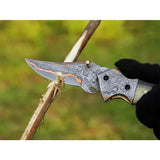 Limited Edition COPPER DAMASCUS STEEL Pocket Knife Handmade Horn Handle Folding Knife Unique and Personalized Gift (Folding Knife-7)