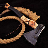 Custom Battle Axe Viking Hatchet Personalized Carved Axe Hand Forged Woodsman Camping Axe (Tomahawk Axe-88)