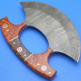Custom Handmade Damascus Kitchen Knife7 Inches Damascus Steel Pizza Cutter Chopping Boning Cutting Knife (Ullu Knife-17)