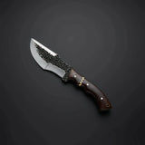 Handmade Carbon Steel tracker Knife with Wood Handle and Leather Sheath Hunting Outdoor Camping tracker Knives (Tracker Knife-14)