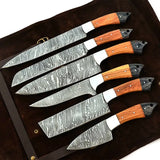 Handmade Damascus Steel Chef Knife Set with Pure Leather Sheath Custom Kitchen Knife (Chef Knife-46)