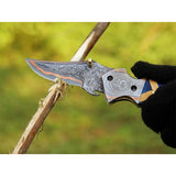 Limited Edition COPPER DAMASCUS STEEL Pocket Knife Handmade Anniversary Copper Folding Knife Unique and Personalized Gift (Folding Knife-8)