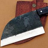 Custom Handmade Full Tang Hand Forged Serbian Cleaver Meat Cleaver Knife With Leather Sheath Butcher Knife (Nakiri Knife-65)