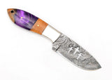 Customized Handmade Damascus Hand Forged Full Tang Skinner Knife for Outdoor, Survival & Camping Knives With Cover (Skinner Knife-3)