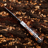 High Quality 3.75" Spanish Brown Wood Handle Pocket Knife Folding Knives Blade Length 1.18 cm and Handle Length 1.47 cm (Folding Knife-22)